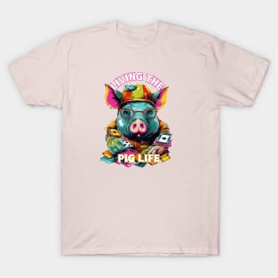 Living the Pig Life, Pig t-shirts, t-shirts with Pigs, Unisex t-shirts, Pig lovers, animal t-shirts, gift ideas, Pig tees, Gift ideas, Pigs T-Shirt